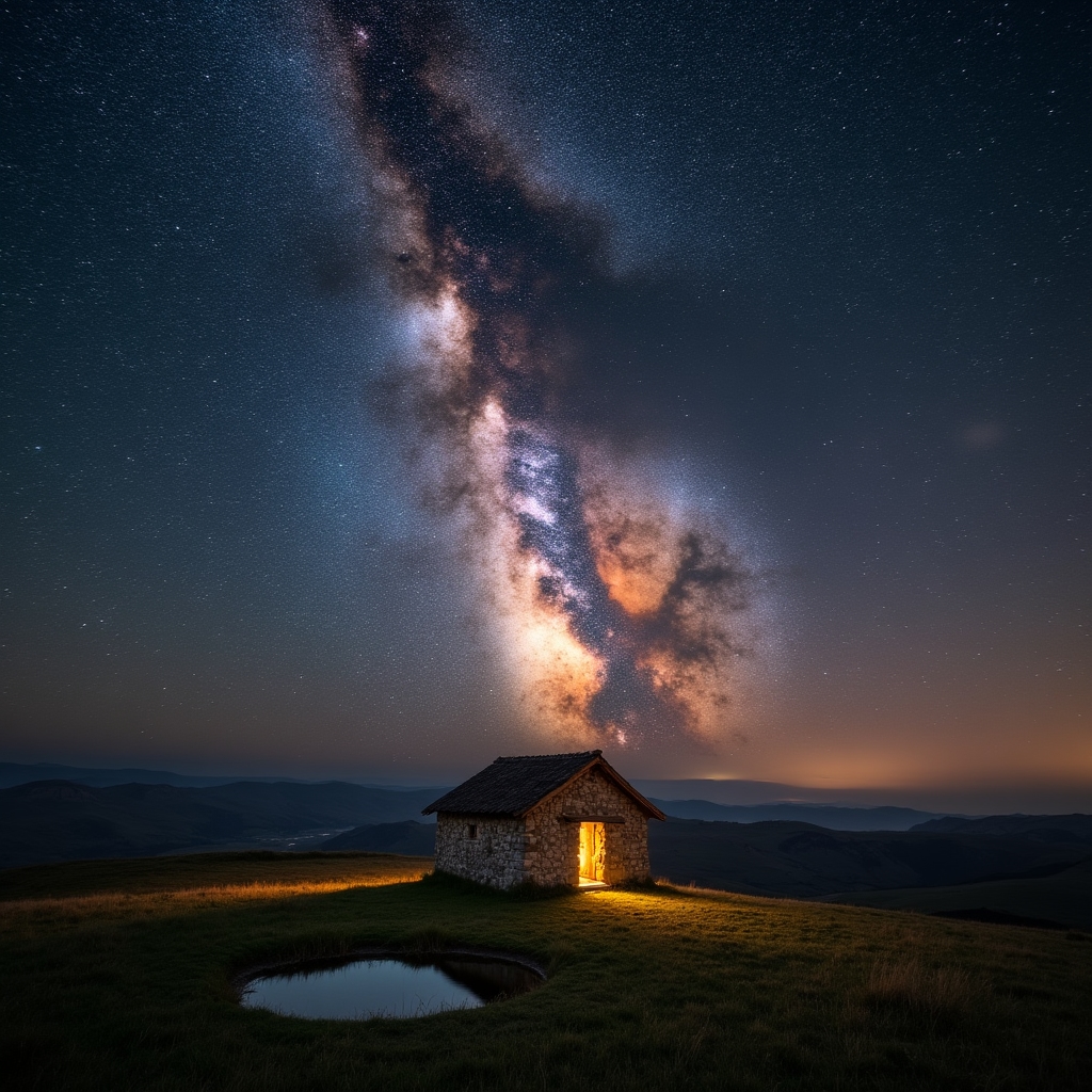 Calea Lactee fotografiată dintr-o zonă montană fără poluare luminoasă