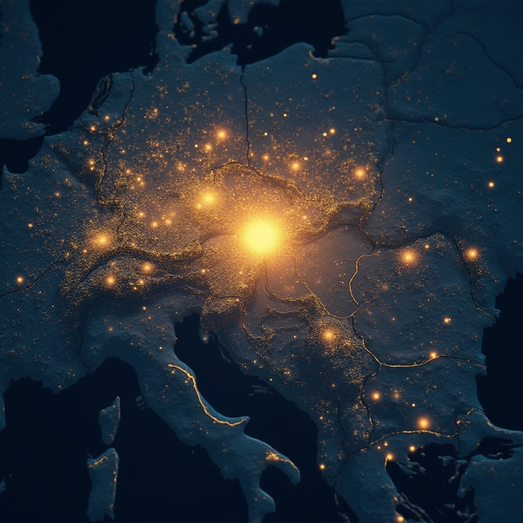 Harta poluării luminoase din România cu zonele întunecoase marcate pentru observații astronomice
