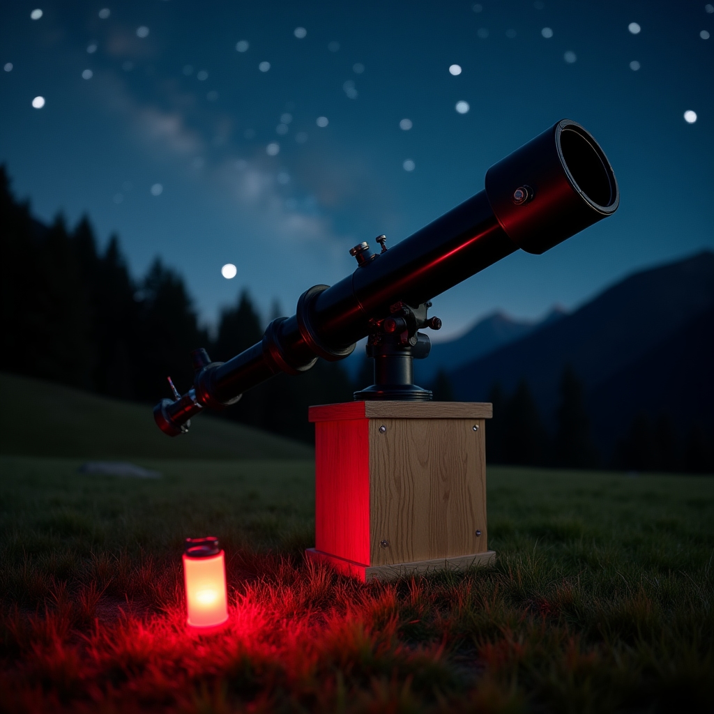 Telescop îndreptat spre cerul nocturn într-o locație cu poluare luminoasă redusă